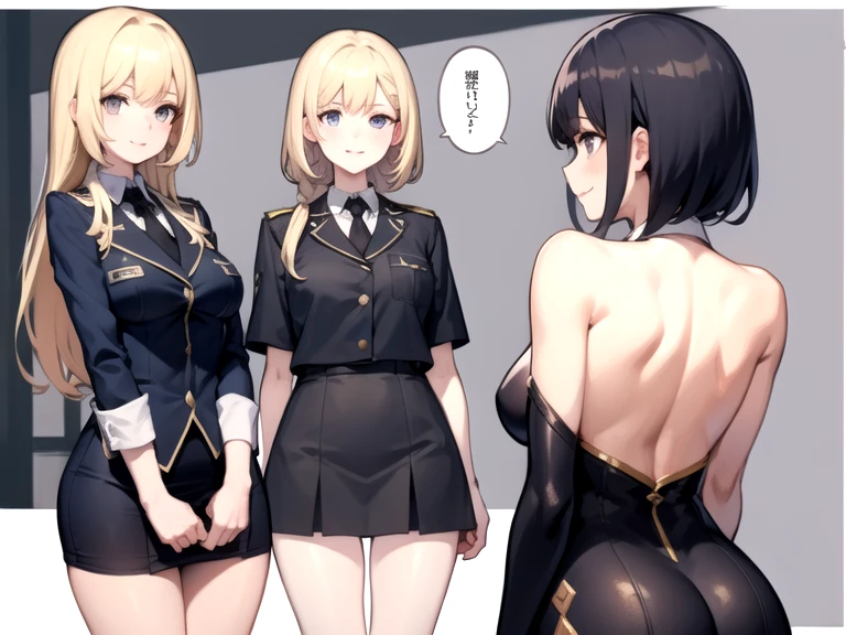 BREAK Perfect Anatomy、(High resolution:1.2)、Incredible illustrations、(Cute illustrations:1.2)(nsfw,yuri,)
(Beautiful background,(nature,crowd))(multiple views,from below,dutch angle) 
2gial((blonde hair,shiny hair,hair intakes:1.8,long hair)(doyagao)(a girl, , 1.4meters, 35kg),17-year-old,flat chest))
 ((shiny hair,hair intakes:1.8)(doyagao)(a girl, ,height 1.7meters, 40kg),,17-year-old))
 (Black coat,Gothic combat uniform,SILKthong,garter straps,eyepatch:1.8) )
 Cosplayer surrounded by people
