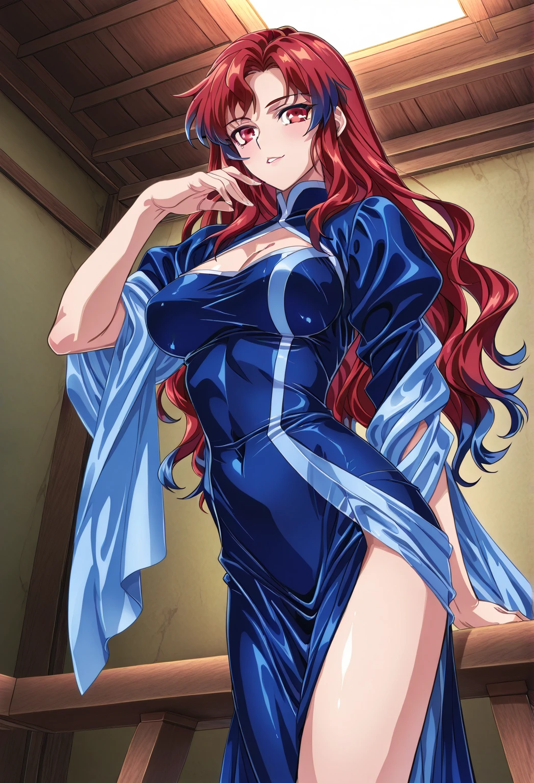 nar_Terumi_Mei,Large breasts，Off-the-shoulder attire，cleavage