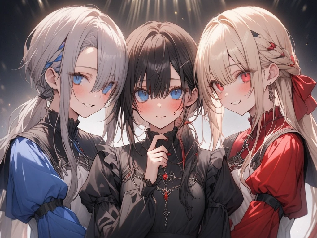 Clear facial features, delicate face, beautiful eyes, dresses of different colors
