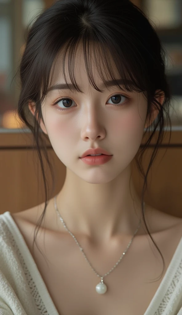 (High reality photograph, high resolusion, detailed face, detailed eyes) Skinny Japanese lady, 40 years old, cute face, various face expression, mid-length hair, skinny figure, small breasts, very thin waist, white T-shirt, in a Japanese room