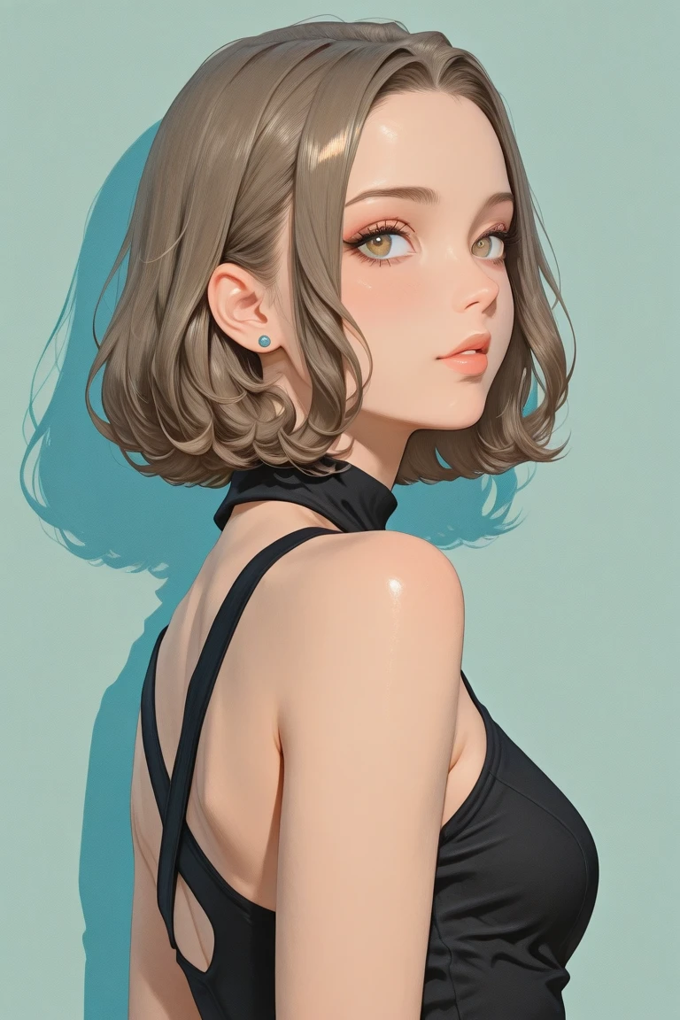 girl,Character design sheet,Beautiful attention to detail,Beautiful lip detail,Very detailed目と顔,Long eyelashes,Realistic,photoRealistic:1.37,Very detailed,Professional,Vibrant colors,Portraiture,Studio Lighting,Sharp focus,Physically Based Rendering,High resolution,超High resolution. blue eyes,Big eyes， Short Hair，Curly hair、Black Hair，Forehead，Lower eyes，Nape、Shoulder，profile