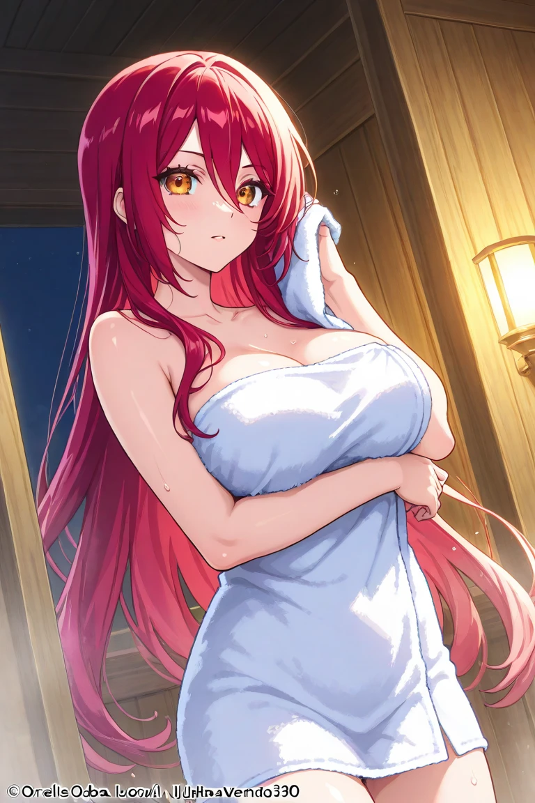 (best quality:1.5, highres, UHD, 4K, detailed lighting, shaders), yaemikornd, large breasts, camisole, shorts, cleavage, (pov, close shot), standing