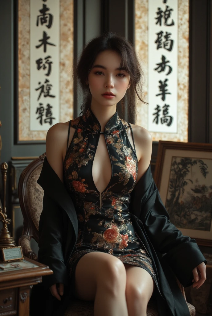 Unbeatable masterpiece, Ultra photo realsisim, Perfect artwork, Intricate details, Best quality, Strong light,High contrast, full bodyesbian, woman,Moyou,Beautiful Chinese woman,The official art of cinematography,Unity 8k wallpaper,Ultra detailed,Aesthetic,Masterpiece,Best quality,Photorealistic,entangle,mandalas,Tangled,entangle,1girll,Cowboy shot,ecstasy of flower,Dynamic Angle,The most beautiful form of chaos,elegant,Fauvistdesign,vivd colour,romanticism lain,Atmospheric . 35 mm photo, film, Bokeh, professional,