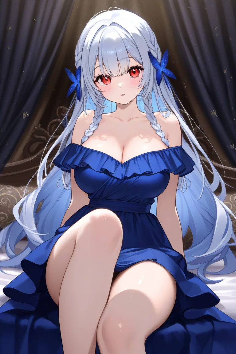 ((((draw a bow:9,0、 masterpiece,1 girl))))、((big boobs)))
(((big chest)))、((((two side up))))

1 girl、solo、(((Blue and silver hair、two side up)))、chest、look at the viewer、