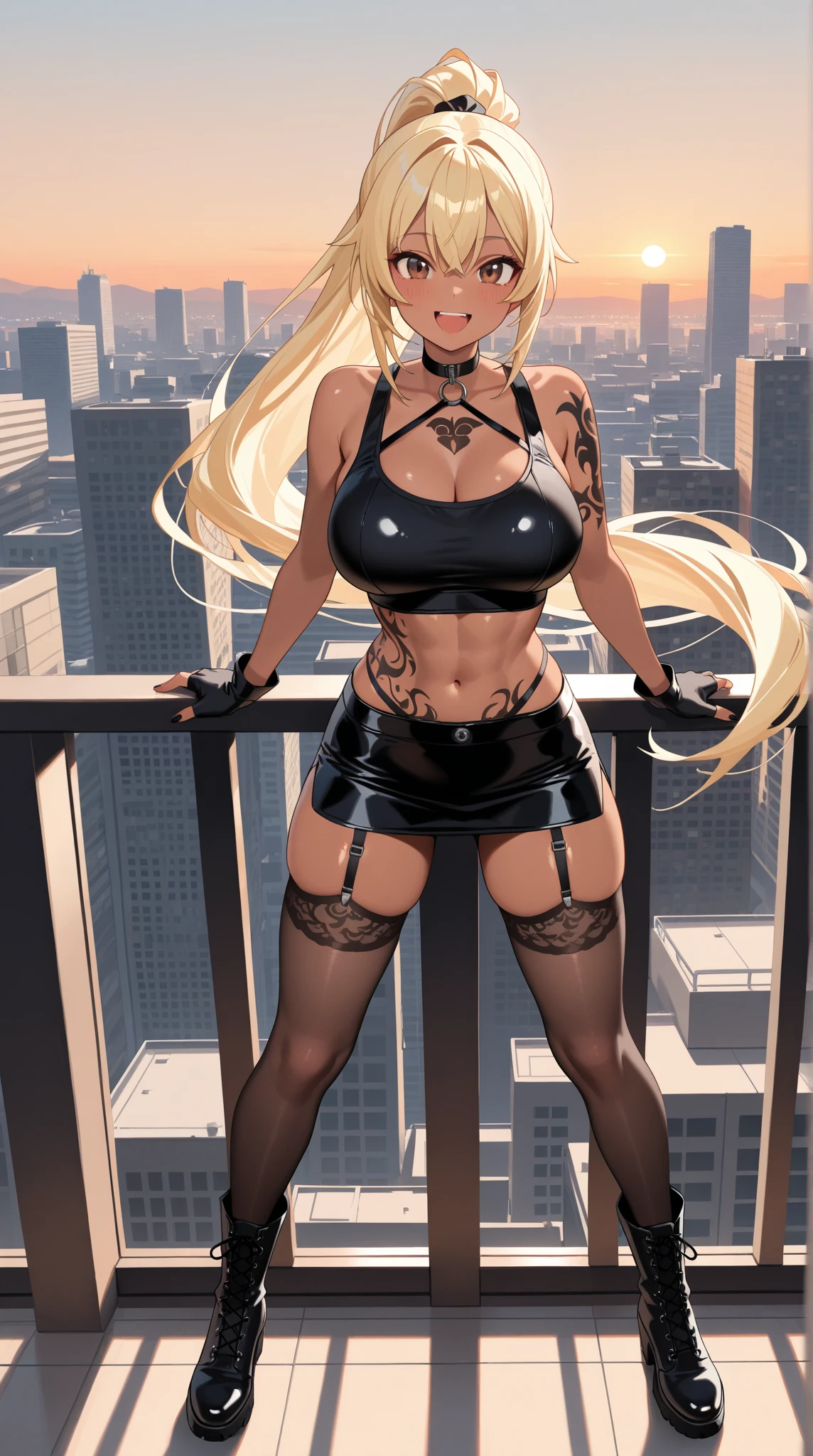 Giantess, long sexy legs, yellow hair, bikini, lying on the ground, city at her feet burns in flames for the destruction she has caused, tiny people climb on her body to try to defeat her uselessly. Giantess, goddess, macrophilia, curvaceous body, hentai, fetish, sexy legs, bikini, high heels, high quality, tiny people, people climbing body, giantess body, small people