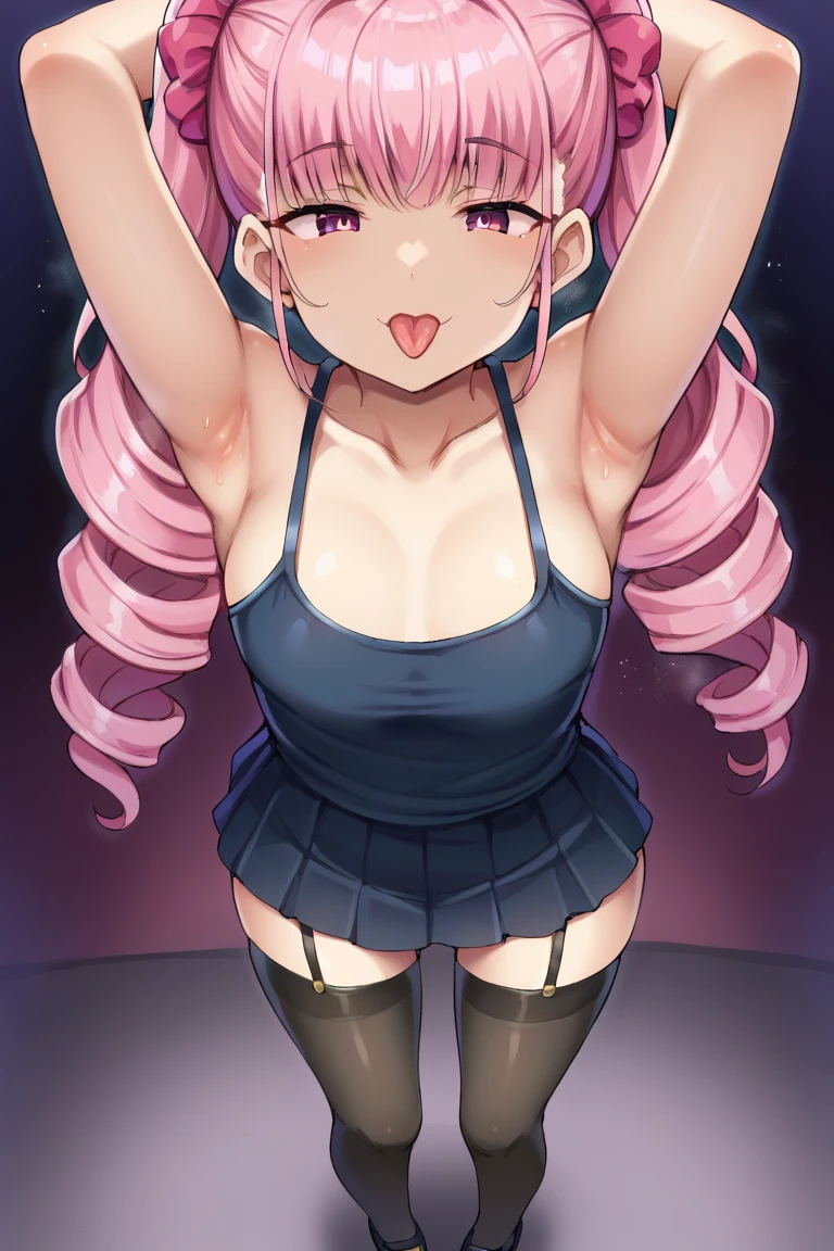 tmasterpiece, top-quality, A high resolution, 8K, A high resolution, ultra - detailed, mitsukasa ayasepantyhose, highres, absurdres,NSFW, (Anatomically correct), (The limbs are intact), (Precise fingertips), Slim 18 year old beautiful active girl, medium boob,,The city at night,Manteau,The shirt,black short skirt,nudegirl,lace panty hose,A lone, Flexible, (standing on one leg:1.2), (standing split:1.3), Muscular, Lift one leg with one hand, ((Gymnastics grounds:1.3)), A smile, High school students, Full body like, Bust 86, Waist circumference 58, Hip 88, (Lots of sweat), (Tempered body, tonedbody, abdominal muscle split:1.1),