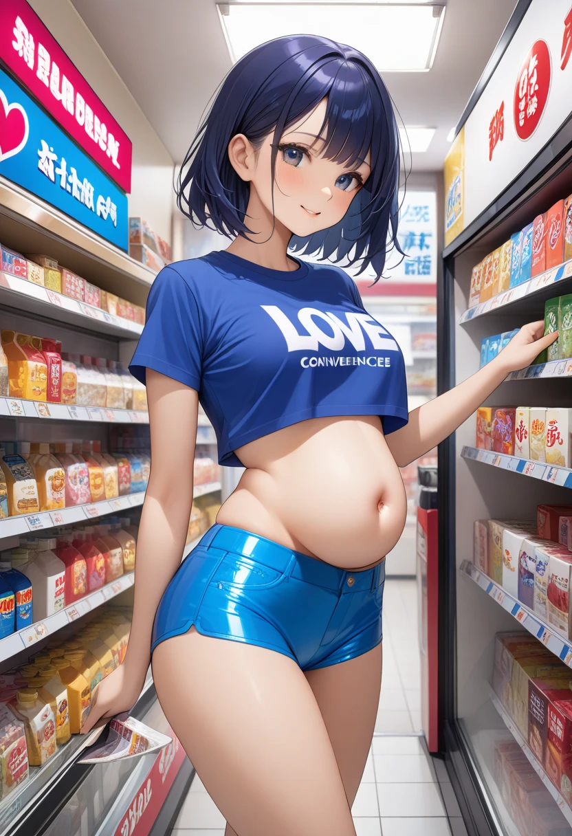 girl, summer festival, unzipped shorts, pussy peek, pussy, no panties, sweat, sweatdrop, wet clothes, t-shirt, belly, pussy juice, happy, blushing, bare legs, slim, full body, barefoot, excited, thigh strap, standing, small breasts, erect nipples