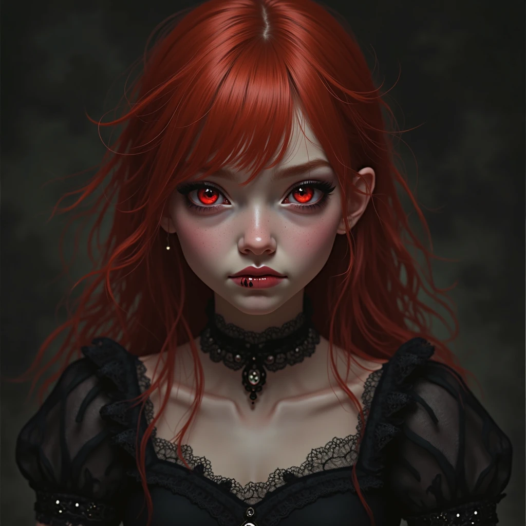 The Red Queen is a computer system evilness,appearence a 13 years old teenage girl.red hologram((portrait: 1 girl))angry expression, pixar style, Dark, Negative, twisted, weird, (Big super-detailed eyes, Children's doll eyes), dark makeup under the eyes, mysterious background,Emma Watson, But Tim Burton