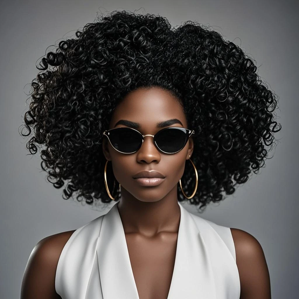 Une belle et incroyable femme noire brésilienne,Portrait de tout le corps, cheveux lisse noir , photo complète du corps dans un jardin avec une voiture avec des cheveux lisses