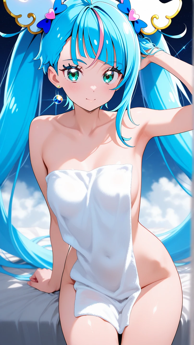 (Photorealsitic:1.4), (masterpiece, side lights, Exquisite beautiful eyes: 1.2), masterpiece*portlate, realisitic, 3D 顔, Luminous Eyes, Shiny hair, Glossy skin, 独奏, embarrassed from, (hason),Naked portrait、Upper body portrait、(small tits)、