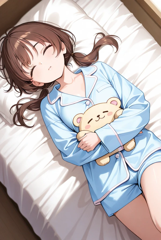Big curly hair, lying in bed, masturbating, having orgasm, hugging a bear Plush, Dolphin shorts, pajamas with drawings,Having an orgasm,wer pussy,One hand hugging the teddy bear and the other masturbating,Lying on your side, hand inside your clothes 