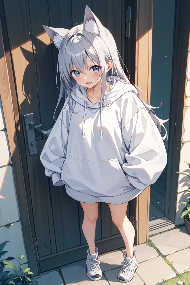 Nipples faintly visible through pure white clothing,Small Bust,mini skirt,White panties