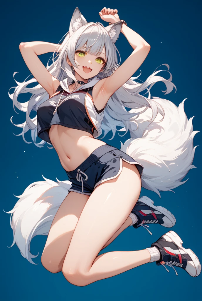 masterpiece, (textured skin), best quality, gorgeous beautiful, (a beautiful girl,wolf ears,wolf tail),detailed clothes,large breasts,narrow waist,, (beautiful face), cinematic lighting, (fantasy anime art ),
