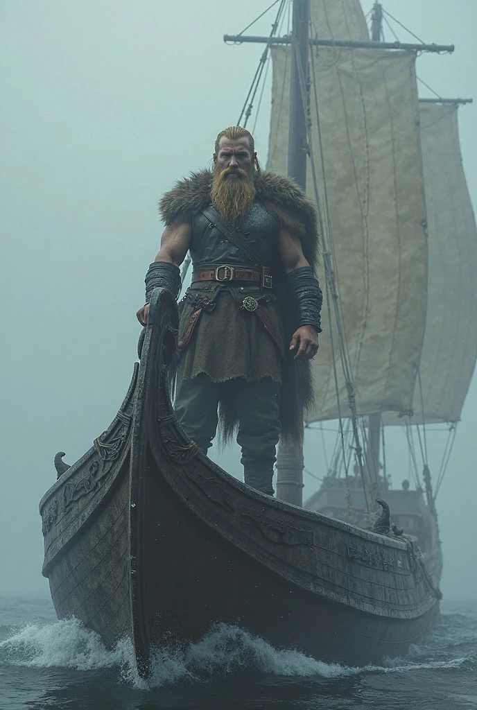 A full-body Viking warrior holding a torch, surrounded by several Viking warriors in a dark setting, Mola 35mm, fotografia, ultra detalhes, detalhes de textura precisos HDR, UHD,64 mil