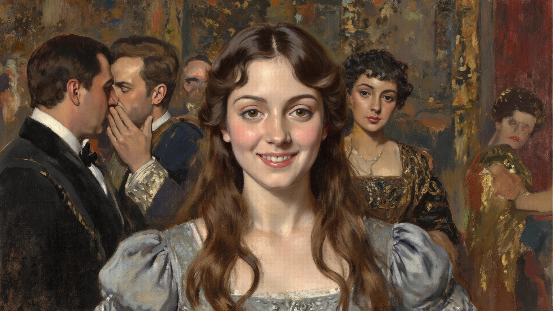 ((Inspired by James Ensor)),A woman,Charming smile, (masterpiece), best quality, high resolution