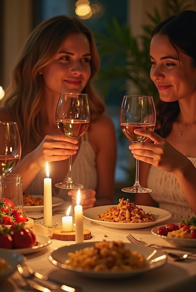 Parties，In the villa garden，close up，Beautiful woman holding a red wine glass，Sexy hands，高脚杯close up，On the rooftop，Night，reunion，酒杯close up，Wine Tasting，High heel（Rich details），（Best quality），Film Style
