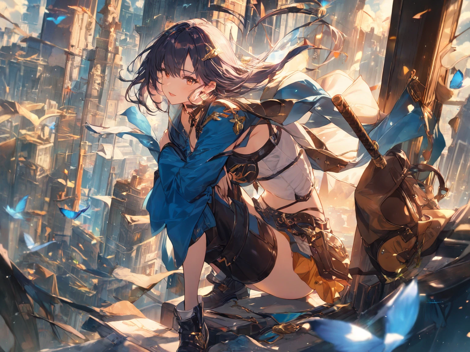 jackopose, top-down bottom-up,1girl, glasses,digital painting, artstation, concept art, donato giancola, Joseph Christian Leyendecker, WLOP, Boris Vallejo, Breathtaking, 8k resolution, extremely detailed, establishing shot, artistic, hyperrealistic, octane render, cinematic lighting, dramatic lighting, masterpiece