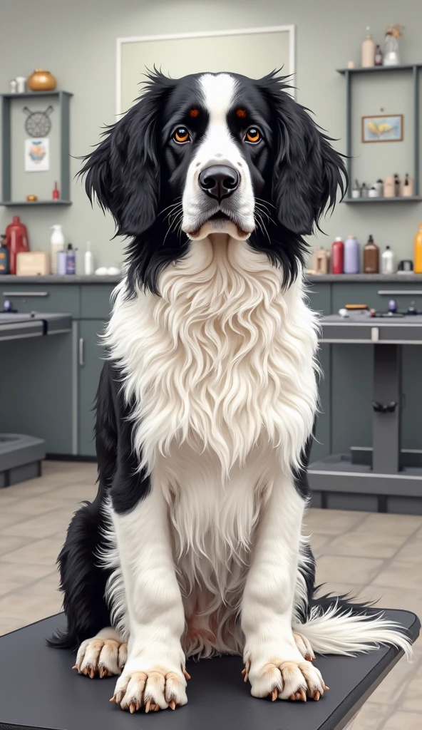 (by Taran Fiddler), solo, feral, canine, domestic dog, Bernese mountain dog, Australian shepherd, long fur, shiny fur, smooth body, big floppy ears, curvy, feminine, bubble butt, fluffy butt, anatomically correct canine pussy, female, pink dog collar, living room, standing, apartment, overexposed lighting, warm sunlight, inviting, absurd res, in heat, panting, moaning, brown eyes, hyper canine pussy, plump labia, anus, looking back at viewer, happy, excited