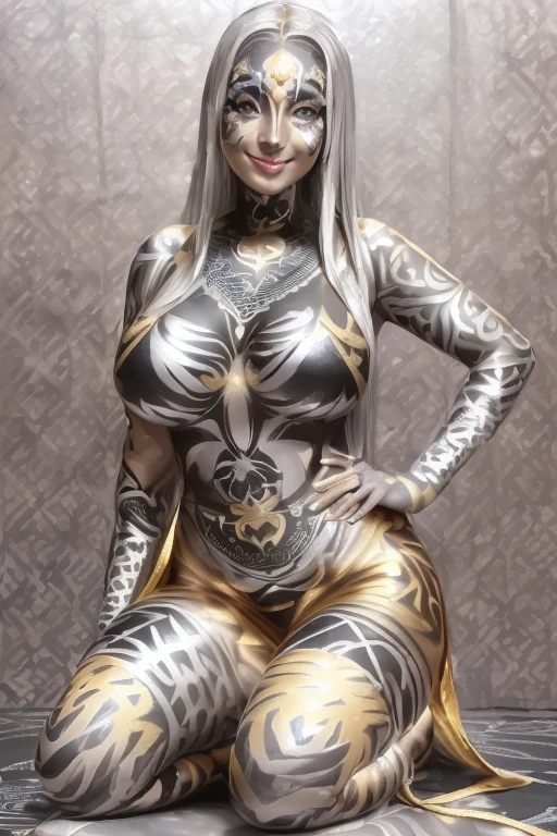 infp young woman, Beautiful big breasts, Front opening shirt, Body painting with pop designs drawn directly all over the body, heart shapes, Pop Art Design, cutting edge fashion, innovative, The center of attention, tokyo, newyork, special art design, pubick hair, cameltoe details, nipples-design,