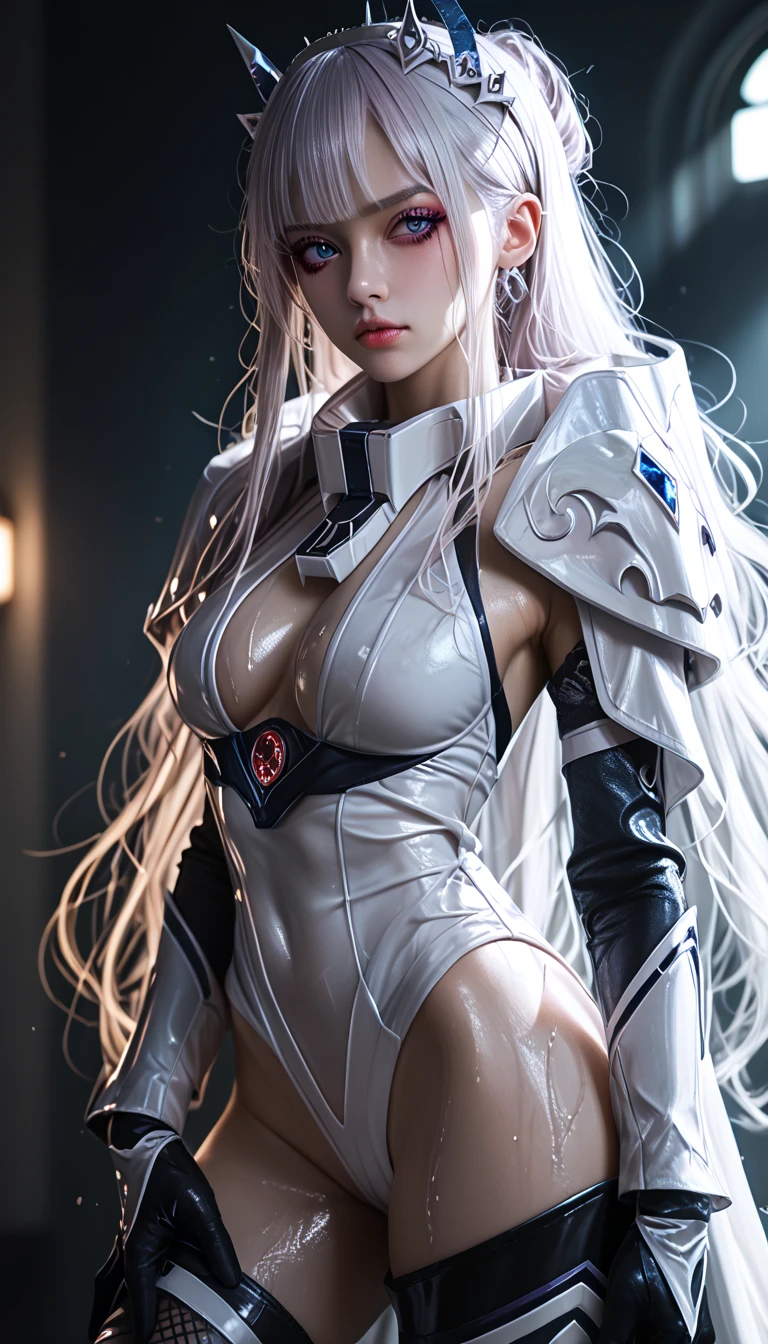 FUTURISTIC CHINESE WHITE DEMON WOMAN, MECHANICAL ARMOR, MUSCLE BODY