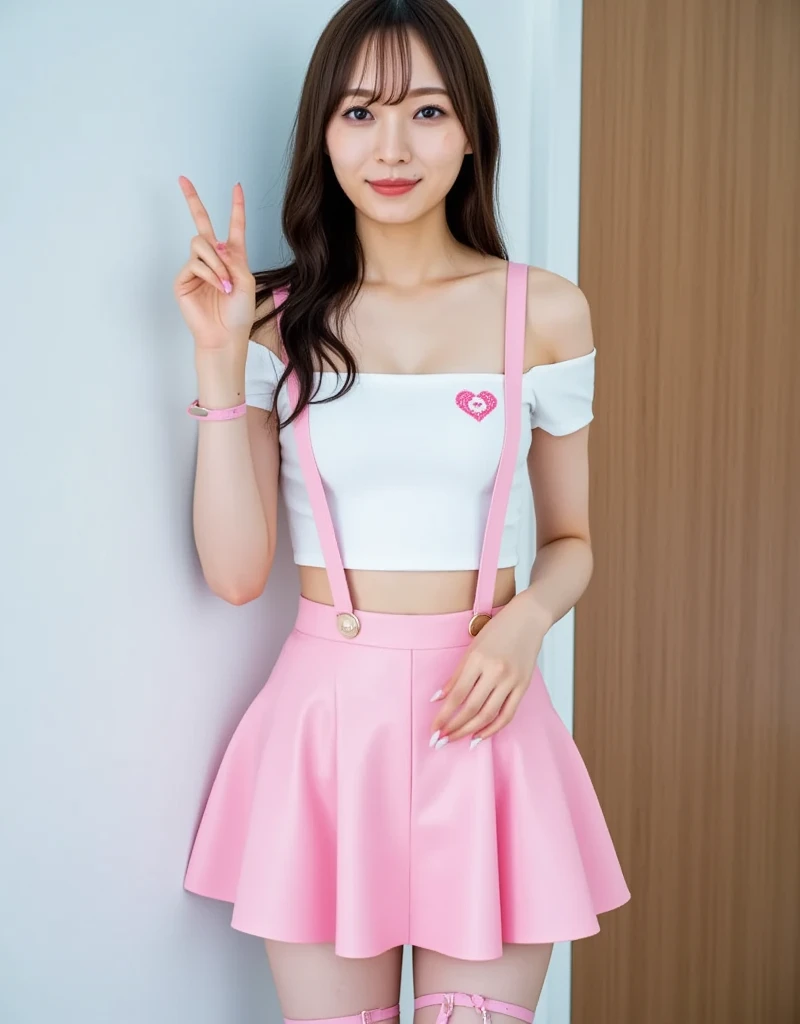Waitress in a pink miniskirt
