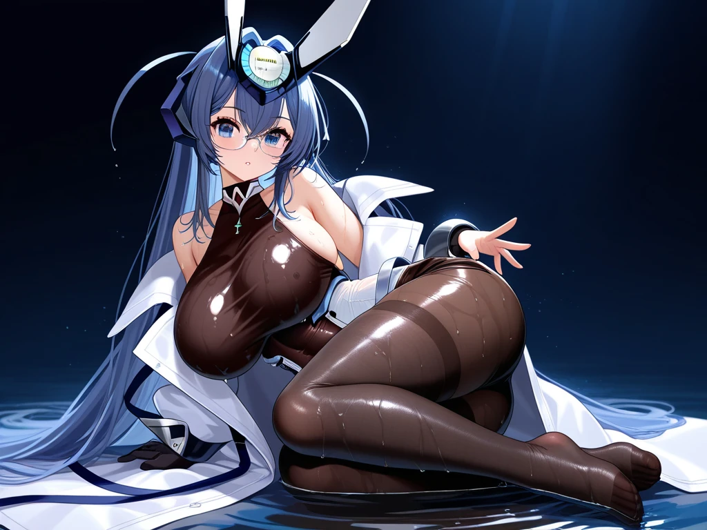 masterpiece, Top quality, Ultra high definition, Maximum resolution, Very detailed, Clean skin, Anime, Flipping panties with hands, Flipping bra with hands, Pulling clothes with hands, Full body, , Slender, Very cute, Young face, 13 year old girl, Red eyes, Semi-long hair, Silver hair, Braided hair, Lying down, Wide open legs, Raised legs, Flipping clothes with hands, Twisting clothes with hands, White costume, rabbit ears, bunny girl, semi-undressed, wet clothes, wet body, thin-skinned clothes, clothes with visible tips of breasts, sweat, breasts protruding from clothes, clothes with sheer tummy, under breasts, embarrassing, blush, show off, cleavage, crotch shows through, areola see-through, pubic area open, open, pubic area visible, vaginal launch, minora, penetration, white liquid, ((big breasts, huge breasts, gigantic breasts))