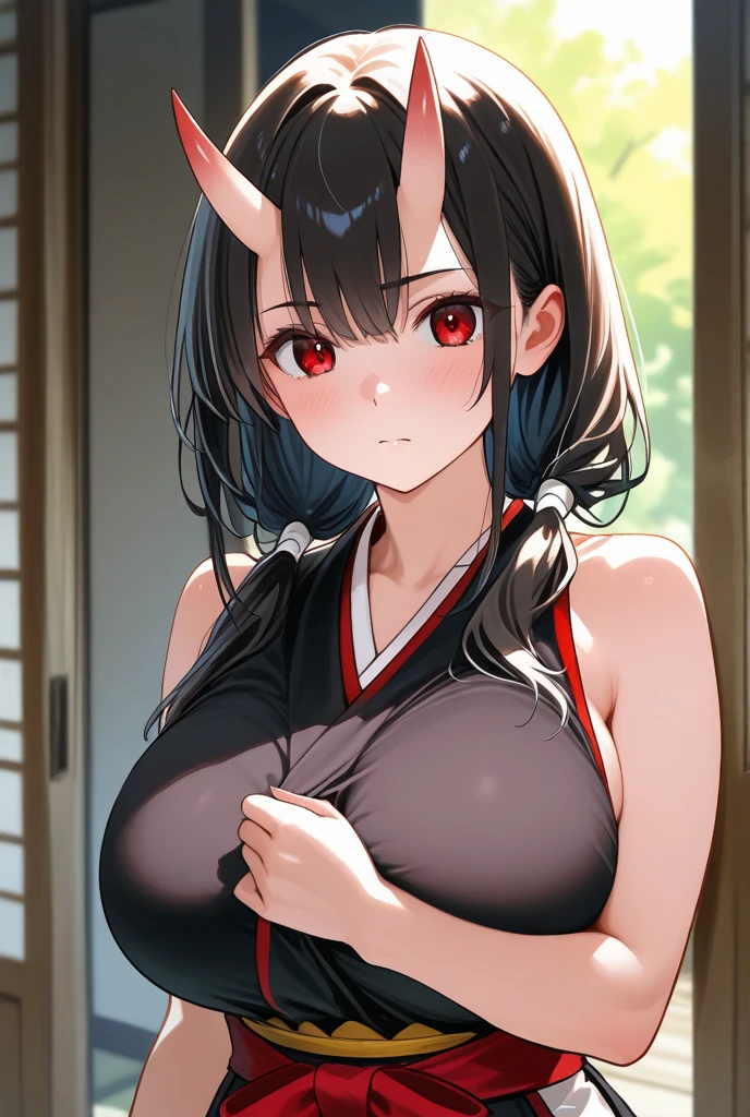 mastute piece,Best Quality,insanely detailed,8k cg,nsfw,
(shoot upper body:1.3),
(1girls:1.3),standing,looking at viewr,body in front,(arms behind back:1.4),(china maid:1.3),ホワイトプリム,(bare breasts),break,
blush,shy,(ecstasy face),(trembling:1.2),break,(light black hair:1.3),
break,
perfect breasts,perfect teats,(open mouth:0.9),(large breasts:1.2),
(bedroom),