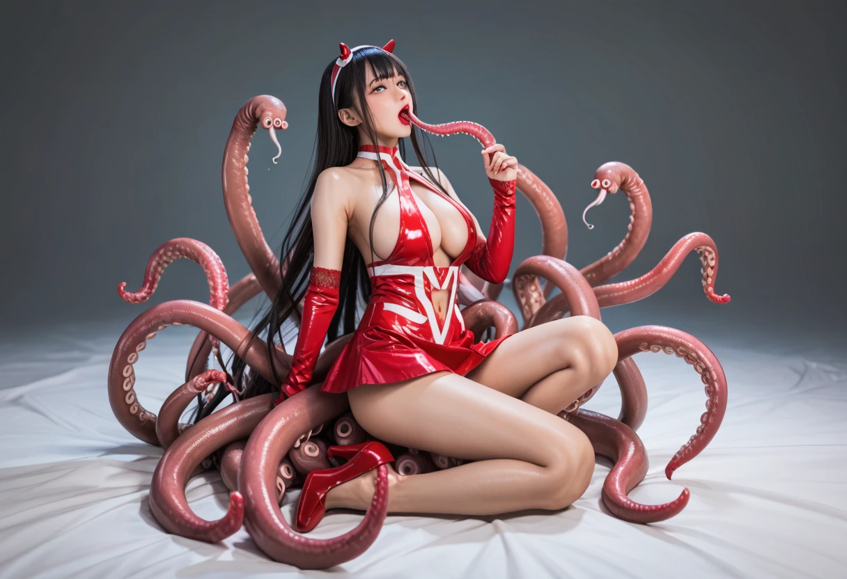 (top quality, masterpiece: 1.1), (true: 1.4), rest (((KOF,Mai Shiranui))),(多个触手和Mai Shiranui:1.3),(Multiple thick and long sticky tentacles:1.5,Surrounded by thick tentacles:1.5,many thick tentacles:1.5),(A darkness, There is almost no light in the room:1.3), rest (((KOF,Mai Shiranui))),,(light brown hair, big breasts: 1.4), rest,(Humiliated by thick tentacles:1.5), (The whole body is tied by thick tentacles :1.5), rest (small and beautiful nipples), (shiny oily skin: 1.1), wet hair, around 18 years old,Sensual, rest ((thick viscous liquid)),(close eyes, open mouth:1.2), rest looking away:1.2,legs spread,  rest severe pain:1.3 ,Violent screams:1.3,pained expression:1.4, (vulgar:1.4),