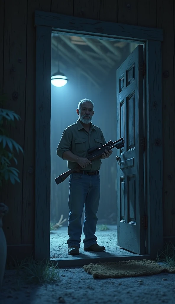 Abandoned hospital, man using a knife attacks zombie in front of him, zombie is dead and falls to the ground
