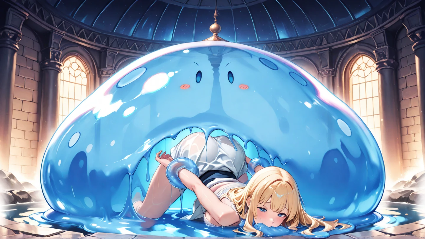 (Female swimmer, long blonde hair let down, water hose in her mouth, inflating, spherical inflation, 20 feet diameter, tight and stretched swimsuit, tearing in some places, stretch marks on her skin), (best quality, ultra-detailed, realistic:1.37), vivid colors, portraits, underwater lighting, fine art medium