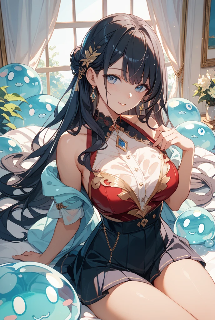 Realistic eyes, detailed shadow, view the viewer, Detailed lighting,(detailed hairs, photo-realistic hair, Realistic lighting, realistic shaded, realistic dress), Realistic skin, (Waist gun:1), Realistic reflection of light from above,((arms back behind)),(with hands behind her back),tube top,Sexy,Night,Stockings,Naked,Bigboobs,big breast,Cherry blossoms, White skirt, White Hanfu，Chinese Garden,full bodyesbian,Pink filter element，Blushlush，Pitiful expression