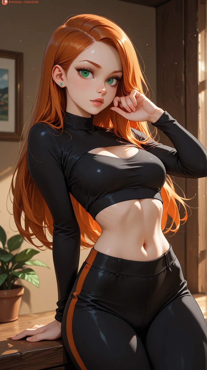 3d rendering style:Woman wearing ballet clothes, high face quality, green eyes, red lips,huge longest red hair,perfect face, Ultra-realism, Details, 8K, High quality, Full HD