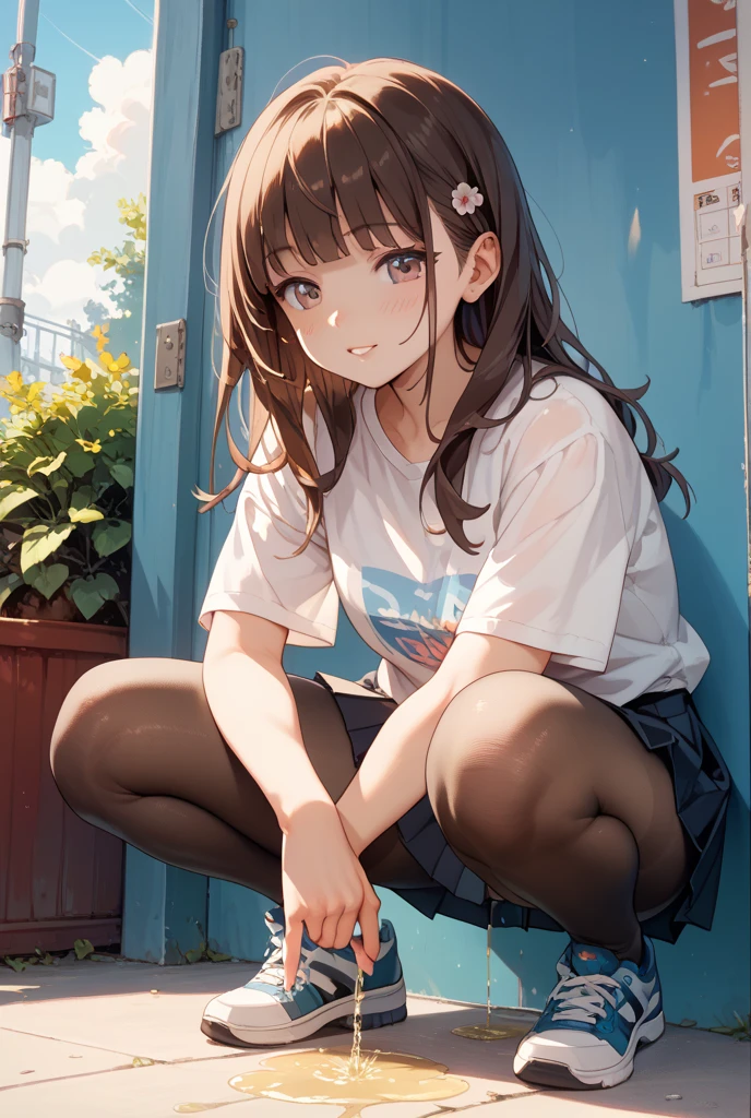 ((masterpiece)),((Highest quality)),((High resolution)),((Anatomical)),((Realistic)),((Detailed Description)),((Full body view)),((Perfect lighting)),((8K)),((cute)),((School classroom)),((Window)),((blue sky)),((cumulonimbus)),((Sit at a desk)),(((((One little girl))),(((Lori))),(((neutral))),((child)),((8-year-old)),((Beautiful eyes)),((Baby Face)),((low length)),((Petite)),((Flat Chest)),((Black Ponytail)),((Seductive smile)),((Red cheeks)),(((White tank top))),(((bikeshorts))),(((1 backpack))),