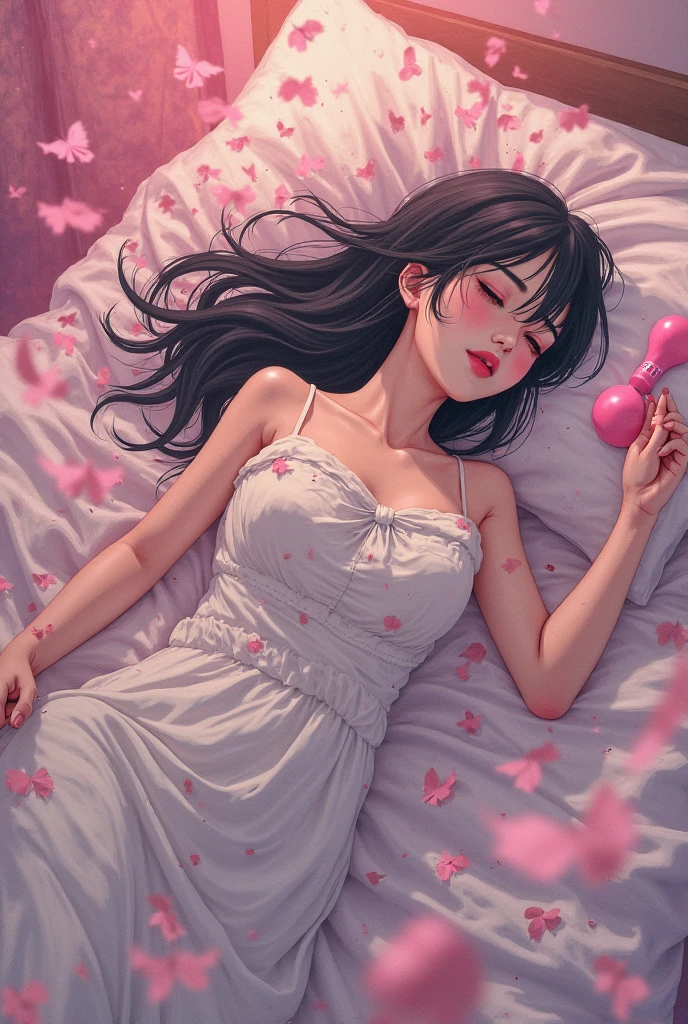 8k resolution.best quality, 1 Korean female idol, pretty woman sleeping covered in liquid sweat, wearing underwear, underwear disheveled, underwear is transparent, man is wiping body beside him, dirty bed, rolled up tissues scattered --auto