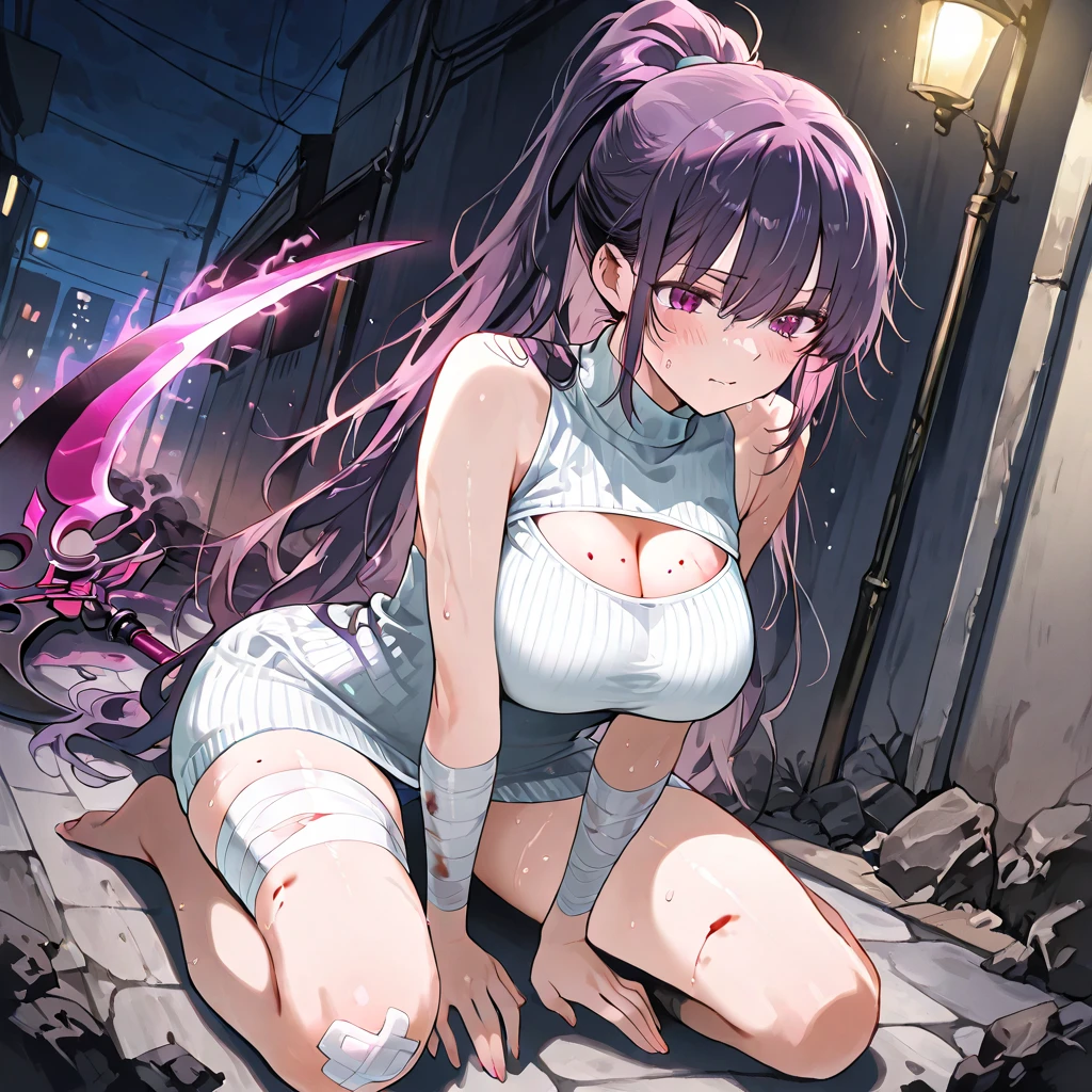 ai hoshino, long hair, bangs, (purple eyes:1.1), purple hair, (symbol-shaped pupils:1.5), nsfw, large breasts, naked, nude, sea, Highway, flooded, running, Building FIRE, Heavy snowfall, Peeing, lactation, projectile lactation