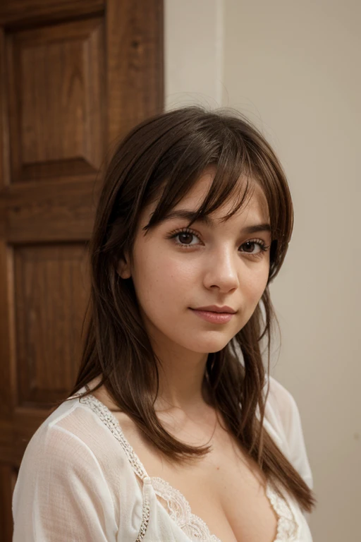 beautiful 18 year old girl, ojos grandes, pechos grandes, Small and thin, 8K, calidad superior, (cabeza muy detallada: 1.0), (cara muy detallada: 1.0), (cabello muy detallado: 1.0), ropa de mucama, obra de arte oficial muy detallada, Estilo de arte anime Moe, arte anime limpio y detallado, sonrisa, cabello dorado, pelo largo y liso