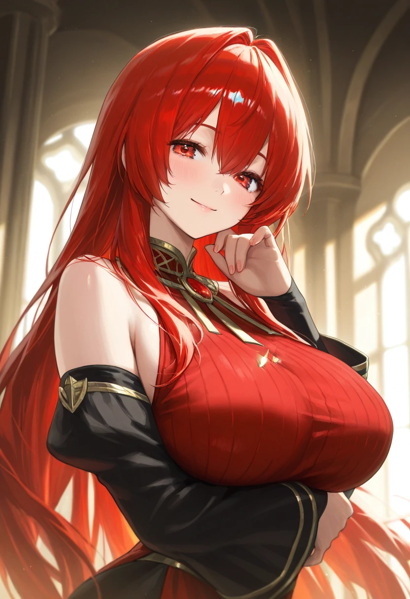 masterpiece、Soft Focus , Bright gradient watercolor、Tabletop, High resolution, 8k, Anime Women, Delicate and detailed writing 、Detailed digital illustration、high resolution, high quality、Detailed Background、Close-up photo、(((Two arms、Four fingers, One thumb)))、Detailed female face、(Accurate Fingerasterpiece:1.2)、highest quality、High resolution、unity 8k wallpaper、(figure:0.8)、Highly detailed face、Perfect lighting、Highly detailed CG、(Perfect hands、Perfect Anatomy)、
(Cowboy Shot:1.1)、One girl、stand、basket、knife、Red apples、Red dress、Red hair ribbon、Red Cape、Red Shoes、Red Hair、absurdly long hair:1.5、drill hair、ahoge,red eyes、Big round eyes、Open your mouth、Red short skirt、zettai ryouiki、(large breasts:1.8),