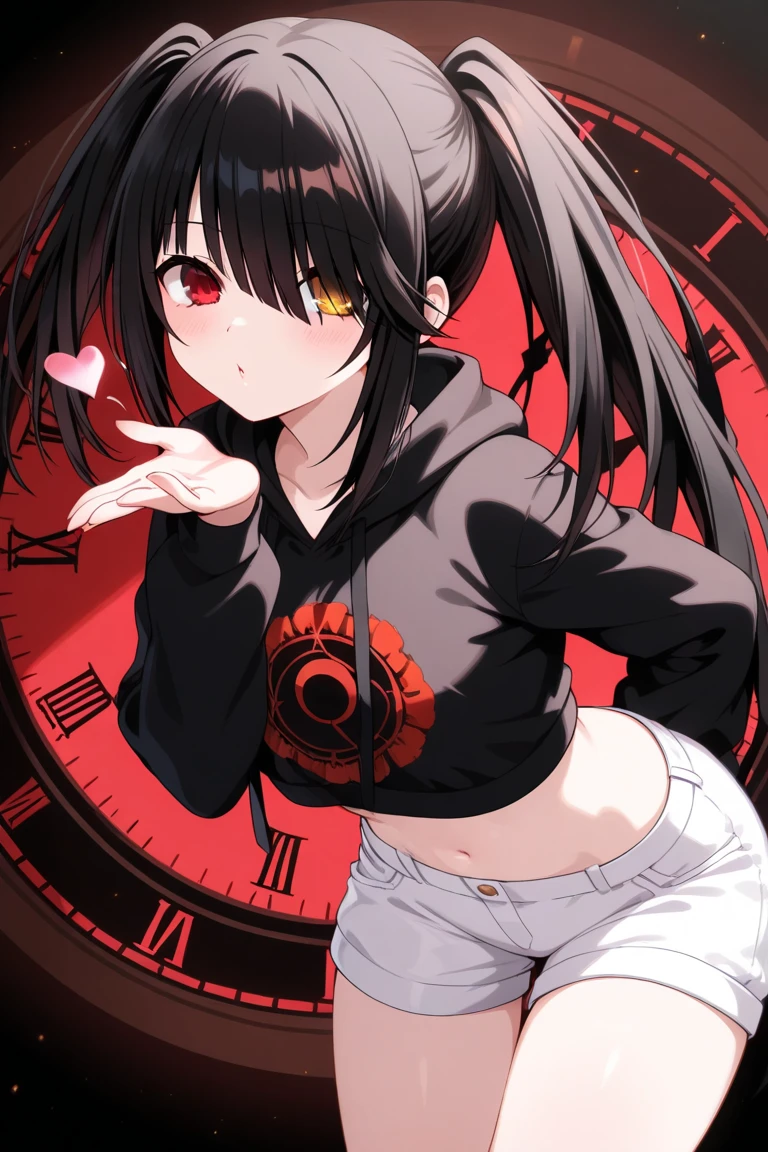Optimal,masterpiece,High resolution,highest quality,Hyper HD,Very detailed,Award-winning,16k,alone,(Upper Body),Correct Anatomy,Beautiful Cyberpunk Girl,Upper Bodyの写真、Cute face,,Black Hair、Long Hair、Twin tails、Hairline,((Scarlet Eyes)),Long eyelashes,Drooping eyelids,White skin,((Shoot from the front:1.5)), ((Tight black t-shirt:1.5)), ((Clock Top:1.5))、See-through、Rocket , (Large Breasts),