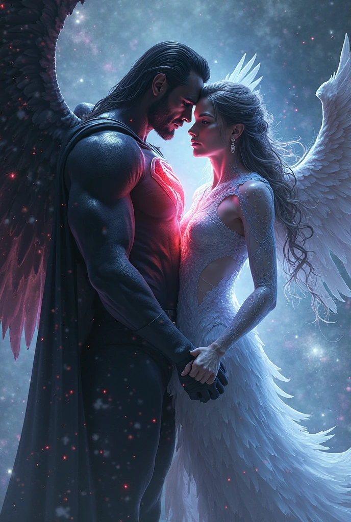 (inkpunk style) isometric view of a female demon in a white dress hugging and a dark fantasy white male (angel) with black suit and (red) wings, dramatic scene, soft light from the left side, flying particles, new york bridge in the background,
detailed eyes, dry skin, skin fuzz, visible skin hair, skin blemishes, shallow depth of field, vignette, highly detailed, high budget Hollywood film, bokeh, cinemascope, moody, epic, gorgeous, film grain