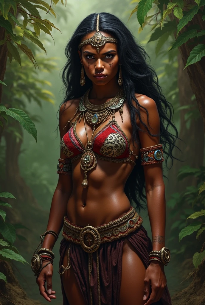 a woman, masterpiece, best quality, very aesthetic, absurdres, in Dungeon, thiefmy, dark skin