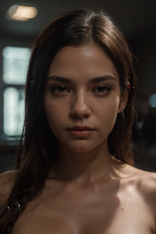 highest quality, epic realistic, ((in the pitch black darkness :1)), ((portrait:1.5)),(background: dark ) high contrast ,glorious picture, lowest lux, lighting face, she's comfortable in naked, wearing nothing, , looks incredible, (8k, Raw photo, Highest quality),(epic realistic:1.5), a woman, face,(detailed eyes:0.8),(looking at the camera:1.4), (Highest quality), ( high contrast, deep shadows),Intricate details,cinematic,((skin:1.4)), (long dark hair:1.3), ((long hair covered her puffed nipples)), messy ,(Hdr:1.5),Detailed, colors, Superior quality, Masterpiece, Raw Photo (20-year-old, looking at viewer), ample cleavage, (wearing nothing,), perfect, natural, perfect composition, portrait, perfect face, smiling expression, Captivating eyes, Bright details, Tight lips, (High Skin Detail),, (blue tint: 0.6), (sale: 0.8), (bloody: 0.7), Key lighting , (backlight: 1.5), Depth of field, Canon 5d, 50mm lens, f/4 apertures, (Ultra-detailed, Complex detail), sharp focus, soft colors, 8k, Absurd, 80mm, dark background, dynamic rendering , soft smile, (kayes_onic), cinematography ,nsfw