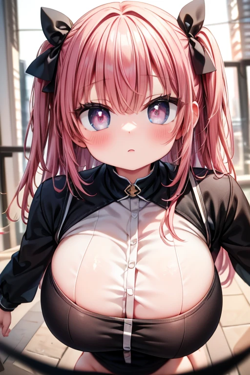 Mujer con un vestido azul y rojo posando con una bandeja de comida, OPPAI, biomechanical oppai, Colegiala hiperrealista,  grandes!, Una colegiala hiperrealista, pecho esponjoso, 8k octae render foto, Pechosrtos y SFW, small curvy  enormes, con unos pecandes, pechos grandes!!