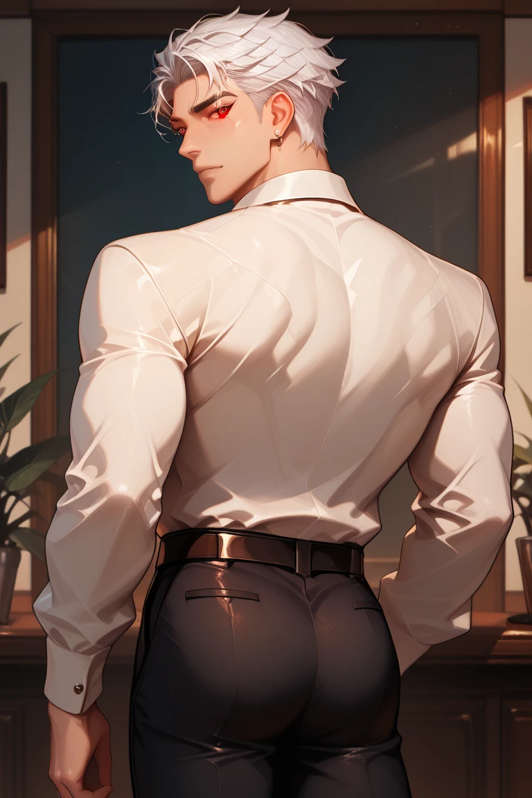 20-year-old boy ,Korean handsome young sexy nude sweaty male officer ,(((sweaty))), Thin mustache...,handsome ,(((Wear white transparent uniform shirt))),beige dark blue tight trousers, ,((((unrealistic super big tight butt wearing white transparent pants))))............................. Black boots and dark navy gloves.,sit on the ground , His legs spread apart sitting on the ground................................, Police Logo ,tight breasts ,Muscle Man , ((The arm muscles are very large...................)) ,large , Wide shoulders ,open legs, head turn slightly to looking back to the camera, rear shot.......................................... high angle looking down...............,Sexually suggestive, (Dynamic Poses:1.1) , thights , (Embossed Focus:1.2),On your knees........................., empty toilet cubicle at night, Best qualtiy , Wide lens from far ,deep depth of field ,Bokeh background