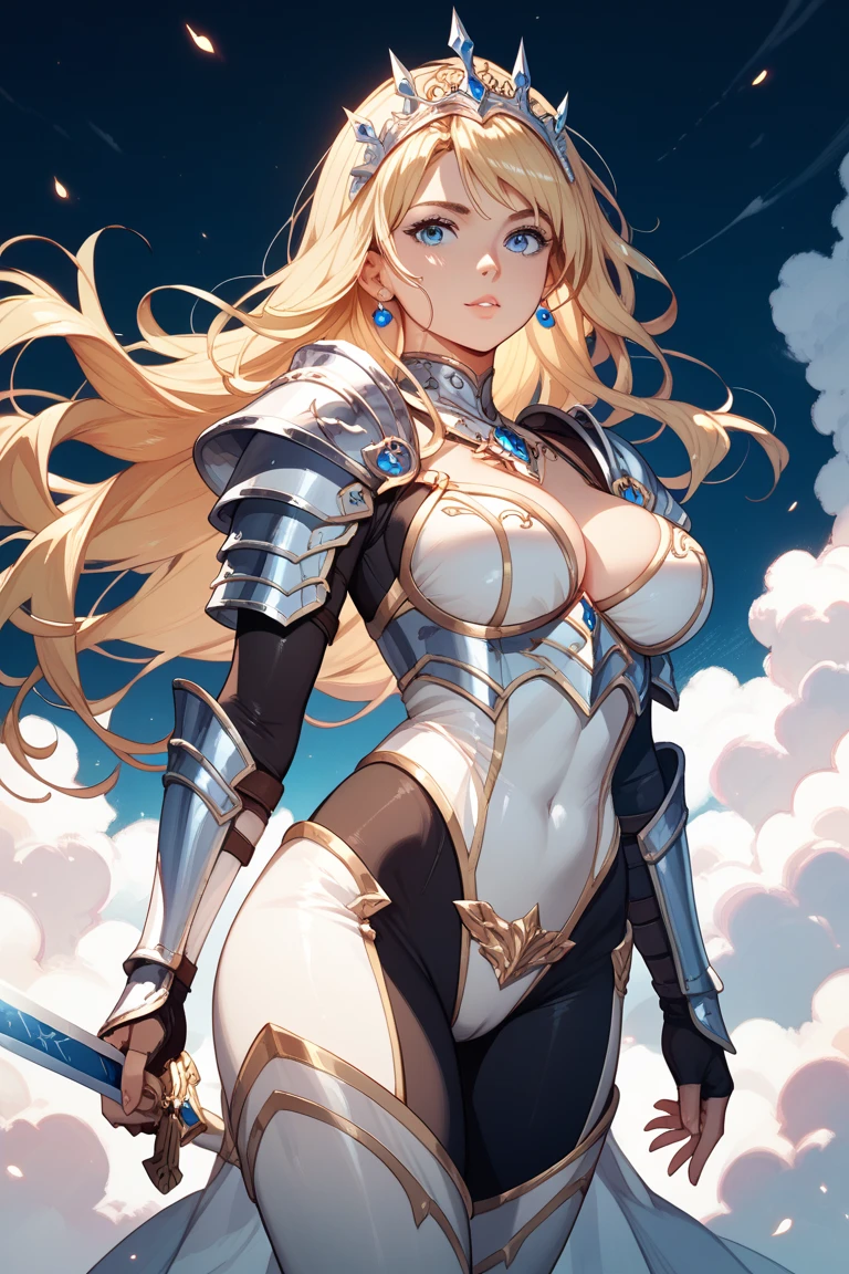a close up of a woman in a costume with a sword, knights of zodiac girl, portrait knights of zodiac girl, inspired by Masamune Shirow, cyborg goddess in cosmos, mechanized valkyrie girl, goddess of galaxies, anime goddess, high detailed official artwork, the sailor galaxia. beautiful, style of masamune shirow, goddess. extremely high detail