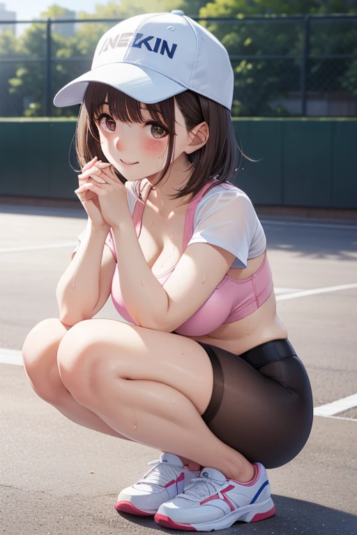 (masterpiece,Highest Quality),(child),(bunny,Tennis Wear),(A dark-haired,Medium bob),embarrassed from,Delicate body