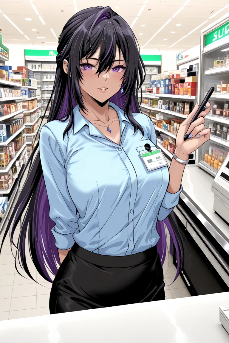 (natta:1.7), jpn, toyko, sickroom, Stand under the gaze,Dim lighting,Cool light, (nurse's outfit:1.3),cleavage, black_Hair,Long_Hair,Hair_Pulled_back