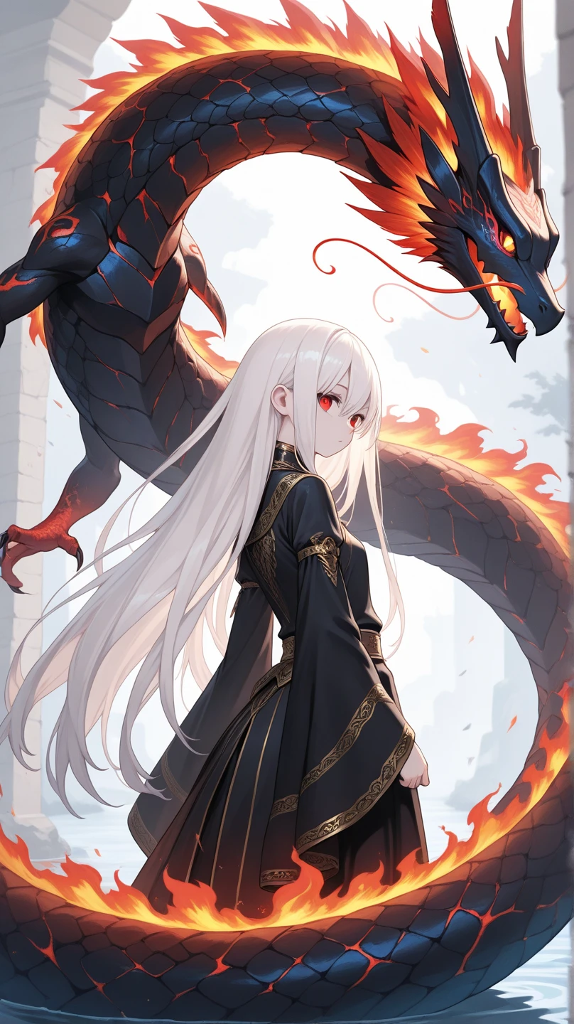 (masterpiece,best quality), looking at viewer,
long hair, (wavy hair:0.8),
{upper body|cowboy shot},
slender,
dragon,