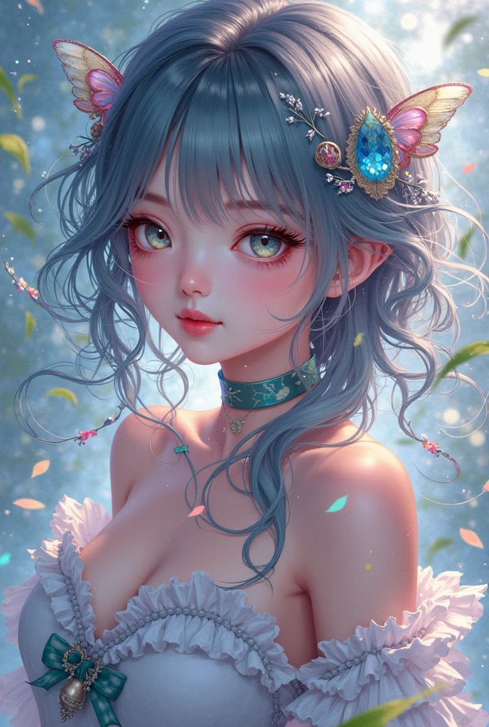 Beautiful girl story wrapped in love, Beautiful eye details, A captivating anime girl gracefully emerges from the pages of a watercolor painting, Her vivid and complex colors are, Bring your artwork to life, (see-through transparent clothes, transparent costume:1.5), She dons an extraordinary fantasy costume adorned with delicate details, reflecting the enchanting world she inhabits, Luminescent elements, like glowing crystals and ethereal wisps, surround her, casting a soft, otherworldly glow, The style of watercolor painting is、Imbues the image with a sense of fluidity and delicacy, as if the colors are effortlessly blending and bleeding into one another, Camera shot: medium shot, Soft Focus, luminescent glow Lighting, watercolor brushstrokes, Sophisticated and very delicate anime illustration, unique colors, Portrait of an anime girl, infinite love, rainbow-colored, beautiful girl illuminated by seven colors of light,