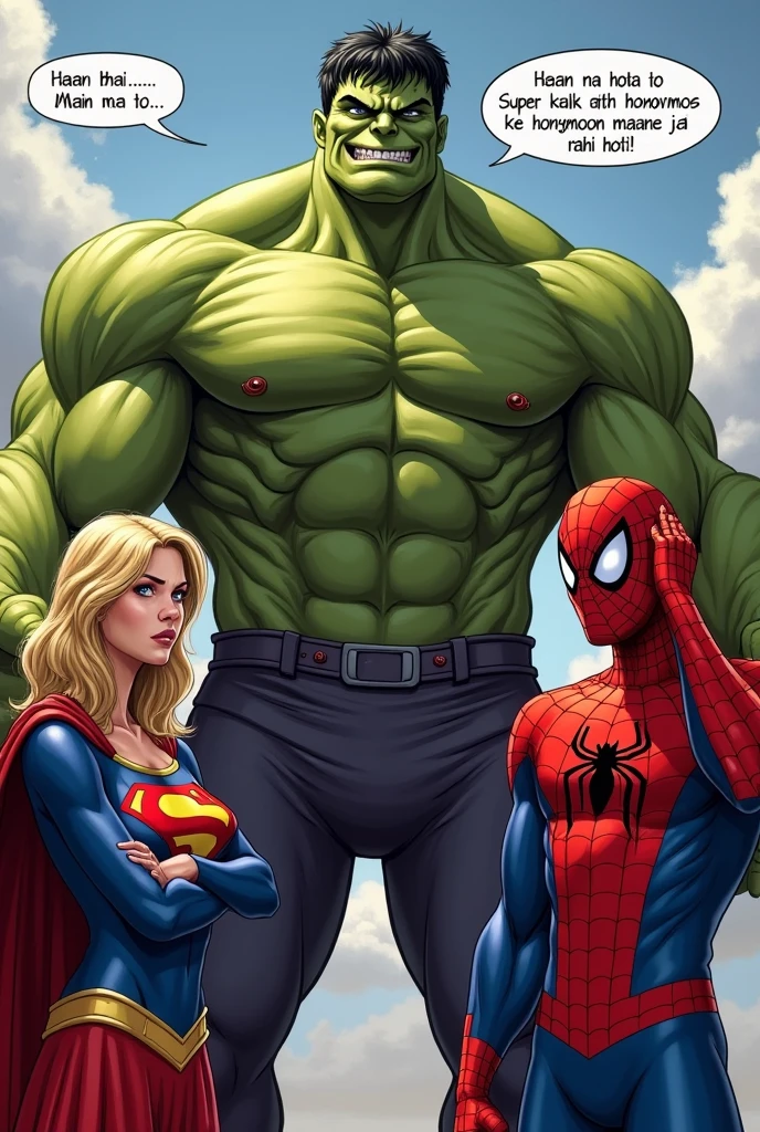 Spiderman y she Hulk  se besan 