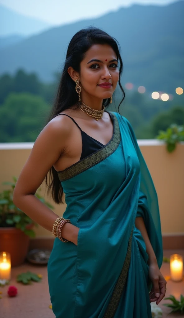 Outdoor image of 21yo in school school photo in school masterpiece, (photorealistic:1.7), best quality, beautiful lighting, Eleanor Latino Woman 20yo Old Big Breasts Plus Size Model random colour beautiful eyes extremely high Bun long extreme curly hair Lifts wearing Indian flowers ethnic elegance princess saree salwar kameez. Flowers on hair (Persian princess)),off shoulder ,bra, Indian attire ,ultra realistic skin Best quality, masterpiece, Beautiful, young indian woman, teacher, college, looking straight at viewer,